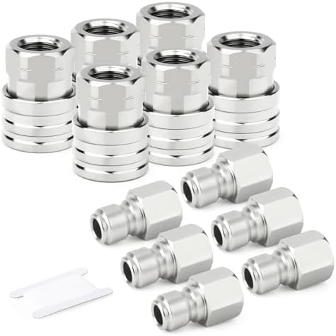 TAISHER 6PCS 304 Stainless Steel 1/4" Female NPT High Pressure Washer Quick Connect Coupler for Pressure Washing Gun Hose Accessories by TAISHER