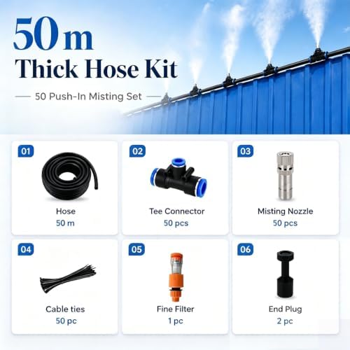 Misting Nozzle Tee Irrigation System, Outdoor Cooling Mist Kit, Automatic Watering, Easy to Install Garden Misting Setup, Perfect for Lawn and Patio - Image 3