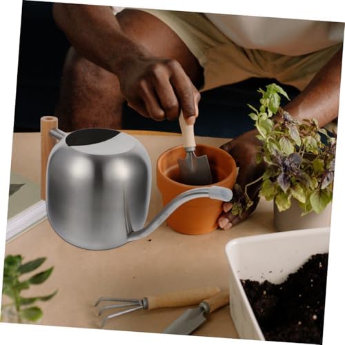 Silver Watering Can 1.2l with Wooden Handle, Stainless Steel - Image 7