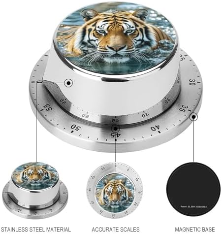 Tiger Swims in The Water Kitchen Timers for Cooking Chef Cooking Timer Clock 60-Minute Visual Timers Indoor Mechanical Accurate Countdown Timer No Batteries Required - Magnetic Backing - Image 3