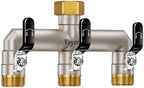3-Way Garden Hose Splitter, Heavy-Duty Brass, 3/4" GHT, (Black) by Yayamz