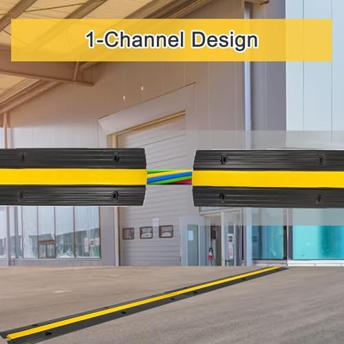 Cable Protector Ramp 1 Channel Rubber Cable Protection Ramp, Garden Hose Protector for Driveway， 18000lb Axle Capacity Cord Cable Protector - Image 3