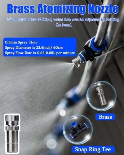 Livestock Farm Cooling Mister Hose for Pigs/Cows, Portable Drip Irrigation Watering System for Outdoor, Site Fence Automatic Brass Sprinkler Kit - Image 3
