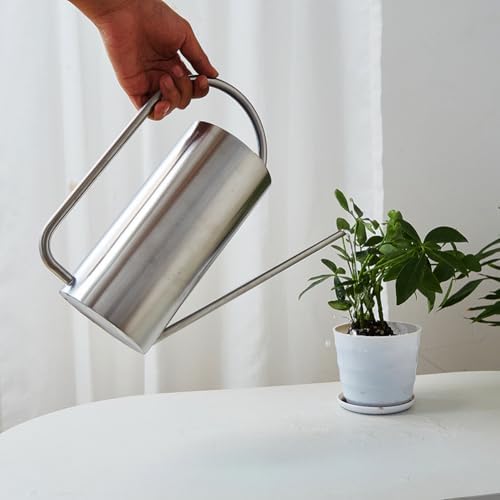 Watering Can for Indoor Plants, 50 oz/1.5L Stainless Steel Watering Can Pot with Long Spout, Garden Watering Cans with Comfortable Handle for Indoor House Plants Bonsai Flower Decorative - Image 2