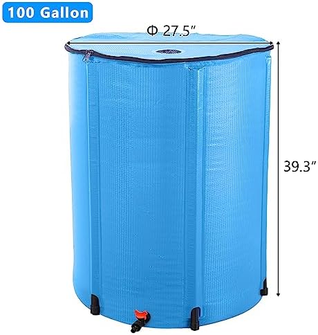 Collapsible Rain Barrel,Portable Water Storage Tank to Collect Rainwater from Gutter,Rainwater Collection System Downspout,Water Storage Tank Catcher Container with Filter Spigot(Blue,100 Gallon) - Image 2
