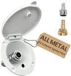 All-Metal RV Quick Connect Spray Port with G1/2" & GHT 3/4" Adapters, Exterior Water Hookup for Camper & Trailer, Stainless Steel Quick Connector, Magnetic Dustproof Cover, Rust & UV Resistant (White) by Terapaton