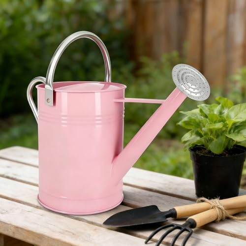 Metal Watering Can for Outdoor Plants, 1.7 Gallon Pink Garden Watering Can for Flower, Houseplants, Galvanized Finish - Image 7