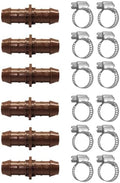 LECTO Universal 5/8", 1/2", .700" Drip Line Repair & Extension Kit – 6 Pack Plastic Couplers with 12 Stainless Steel Hose Clamps by LECTO