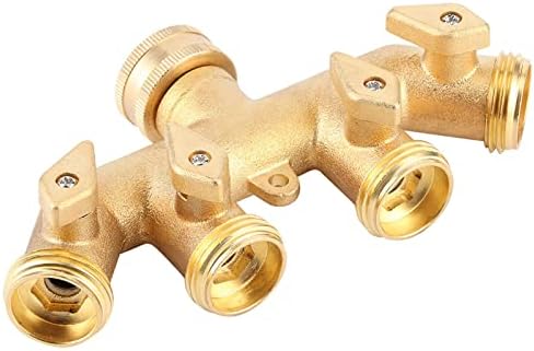 Water Hose Splitter Water Splitter Hose Manifold Brass Garden 4-Way Hose Splitter Hose Adapter Ball Valve Water Faucet Valve Connector - Image 2