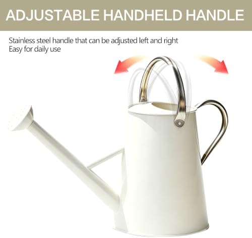 1.5 Gallon Metal Watering Can for Outdoor Plants, Large Watering Can,White - Image 4