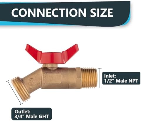 20Pack Seelink 1/2" MIP x 3/4" Male GHT Hose Bibb Valve - Image 2
