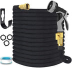 Garden Hose 75 ft, Non-Expandable Flexible Water Hose with 10 Function Spray Nozzle, Lightweight, Leak Proof, Kink-Free, Portable Hose for Outdoor, Yard, Lawn, High-Density Fabric, Black Grey by Unknown