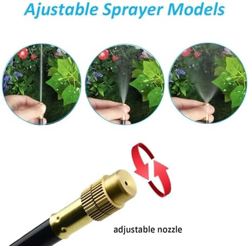 Misting Cooling System with Flexible & Adjustable Brass Sprayers, Garden Irrigation Misting Sprinkler System, Micro Spray Misting Drip Kit, for Outside Patio Garden Greenhouse Umbrella(42M(137ft)) - Image 3