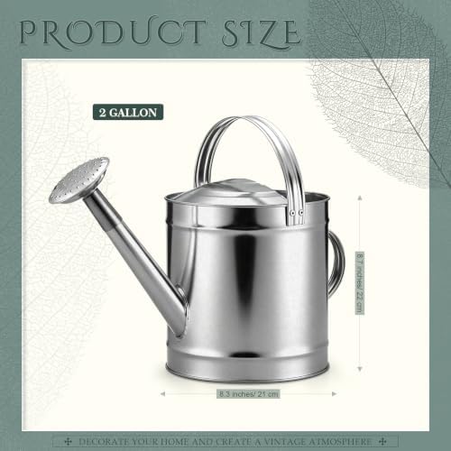 Geetery 2 Gallon Galvanized Metal Watering Can, Removable Spout,Silver - Image 2