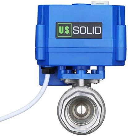 U.S. Solid Motorized Ball Valve- 3/4" NSF Certified 304SS Ball Valve with Manual Function, Full Port, 9-24V AC/DC and 2 Wire Auto Return Setup by USSolid