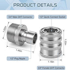 Stainless Steel Garden Hose Quick Connect Fittings, 3/4 Inch GHT - Image 4