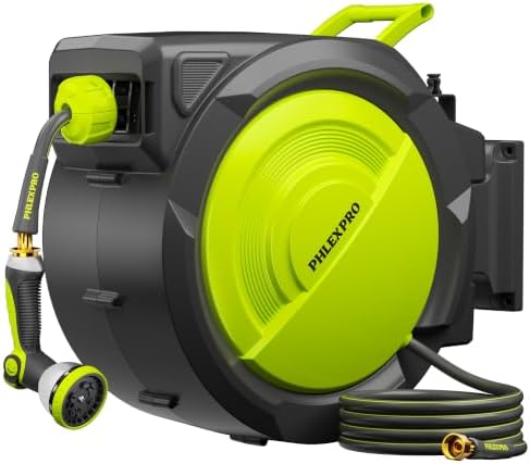 75 FT 5/8" Retractable Garden Hose Reel, Wall Mount by PHLEXPROGardenToolsStandsForFlexibilityDurabilityAvailability