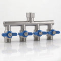 304 Stainless Steel Garden Hose Splitter 4 Way Heavy Duty, Full Flow T Valve Water Hose Splitter With 2.1" Extra Long Handle, Lead-free，3/4" GHT Thread Connector For Outdoor Spigot Faucet by SNUTUYA