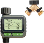 Sprinkler Timer System w/Brass Splitter|Programmable Water Timer for Garden Hose, Outdoor Soaker Hose Timed with Rain Delay/Manual/Automatic Watering System, Digital Irrigation for Yard, Lawn by VODESON+