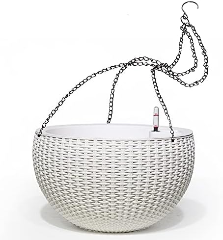 Dexceder 9 Inch Self Watering Hanging Planter (White) by Dexceder
