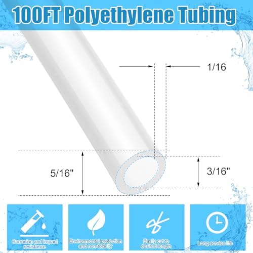 Nuanchu 100ft Polyethylene Tubing, 5/16" Od, 3/16" Id, 1/16" Wall, Transpare - Image 2