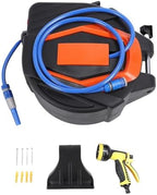 Jeffergarden Retractable Garden Hose Reel PVC Wall Mounted Water Hose Reel 30 Plus 2m 1 2 Inch ID Automatic Rewind 180 Degree Swivel 10 Pattern Nozzle for Yard Garden Watering - Image 6