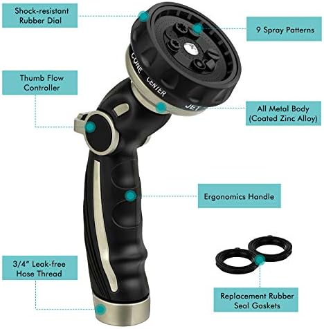 RESTMO Garden Watering Combo, Heavy Duty Hose Sprayer | Metal Hose Wand | High Pressure Hose Nozzle, Thumb Flow Control, Quick Connect Fittings Included, Easy to Reach Anywhere in Garden & Lawn - Image 2