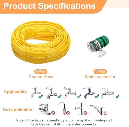 HARFINGTON Garden Hose 65ft Durable TPE Anti-Kink Water Hose Non-Expanding Flexible Yard Hose with Universal Water Connector Fittings for Outdoor Watering Cleaning House Car Wash, Yellow - Image 3