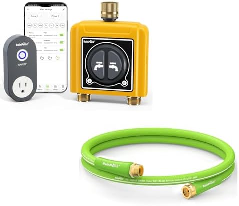 Automatic WiFi Water Timer 2 Zone& 5ft Leader Hose Bundle | Sprinkler Timer for Drip Irrigation, Sprinklers, Potted Plants | Easy Setup, Leak-Proof, Lightweight by RainPoint