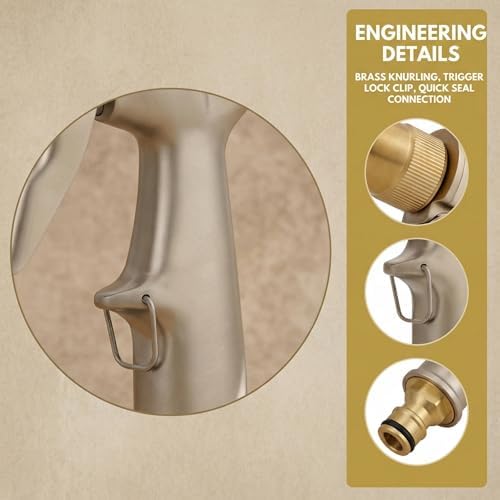 Garden hose nozzle spray, heavy metal high-pressure water gun, rotating can obtain different types of spray, watering plants and lawn, car washing, yard and pets (Short nozzle quick connection) - Image 2