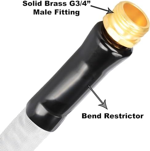 YOTOO Garden Hose 75FT, Lightweight, Durable, Flexible, Non-Expanding, Kink-Free Water Hose with Solid Brass Fittings for Outdoor, Watering flants and flowers, Car Wash, Gray - Image 4
