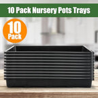 RooTrimmer 10 Pack Nursery Pots Trays (17"x11"x2"), Plastic Flat Seed Starter Trays, Durable Carrying Seedling Starter Tray, Reusable Tray for Planting and Collecting Drainage Water (Black) - Image 2