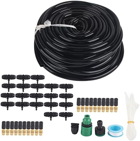 65.6FT Drip Irrigation Kit, Garden Plant Watering Sprinkler System with Adjustable Nozzles, Automatic Irrigation Equipment Set for Outdoor Plants, Greenhouse Flower, Bed Patio, Lawn by UPQRSG