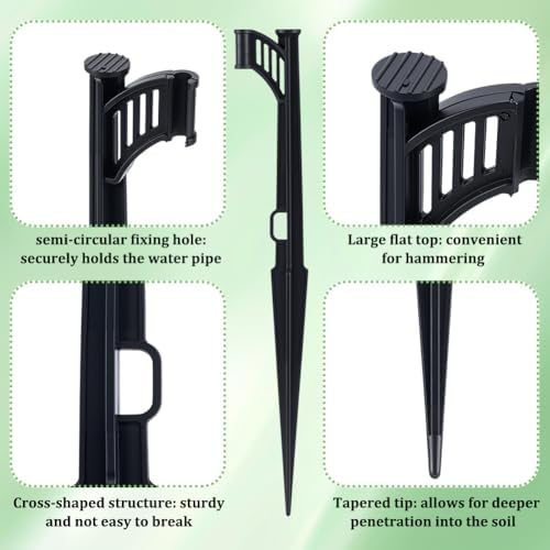 60Pcs 12.8 Inch Irrigation Drip Support Stakes, 1/4 Inch Tubing Hose Holder with 180 Degree Sprayer Emitters Drip Lines Tubing Hose for Micro Sprinkler Gardens Irrigation Supplies - Image 4