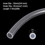 MECCANIXITY Clear PVC Tubing 3/4" ID 1" OD Plastic PVC Tube Flexible Water Hose 25ft for Industrial Tubing, Aquariums, Pump, 19mm x 24mm, with 2pcs Clamps - Image 2