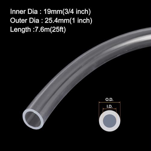 MECCANIXITY Clear PVC Tubing 3/4" ID 1" OD Plastic PVC Tube Flexible Water Hose 25ft for Industrial Tubing, Aquariums, Pump, 19mm x 24mm, with 2pcs Clamps - Image 2