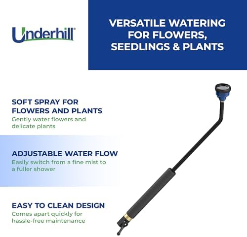Underhill Proline Gentle Spray Shower Head Nozzle Wand, Garden Water Hose Sprayer for Watering Plants and Flowers, 30-Inch, Includes 3 Stainless Steel Outlet Plates (450, 750 and 1000 Holes) - Image 3