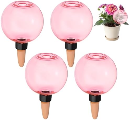 M METERXITY 4-Pack Plant Self Watering Globes, 6.9 oz Plastic Bubble Water Bulbs Top Fill for Indoor/Outdoor Plants, Self Watering Spikes Slow Release Terracotta [Pink] by MMETERXITY