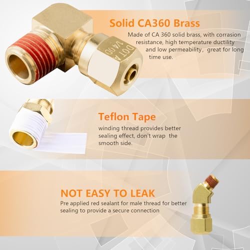 251Pcs DOT Air Line Fittings Push Lock Air Fittings & Brass Air Nylon Tube Compression Fittings Kits,1/4" 1/8" 3/8" 1/2" NPT Push To Connect Fittings Quick Connect Air Hose Fittings Assortment - Image 5