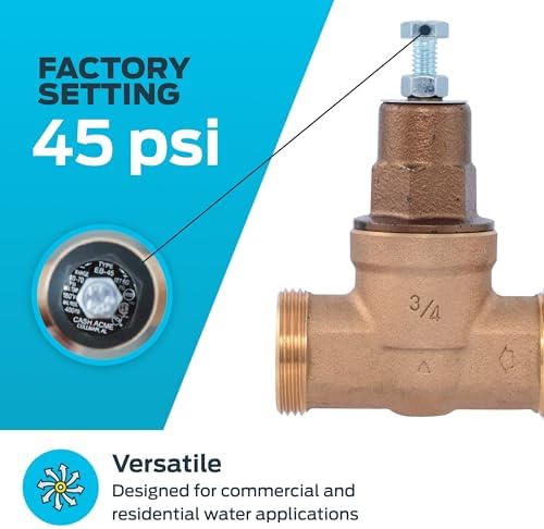 Cash Acme EB45 Pressure Regulating Valve, Single Union, 3/4 Inch NPT Female x NPT Female, Metal Top, 45 PSI, 24463-0045 - Image 3