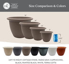 The HC Companies Sevilla Flower Planters - Outdoor & Indoor Planter - Round Self Watering Plant Pots for Herbs & More (16”, Cappuccino, Pack of 2) - Image 6