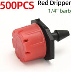 Adjustable Irrigation Drippers 1/4" Drip Irrigation Drippers Micro Plant Water Dripper System Garden Connector Watering & Self(500 PC DRIPPER) - Image 2