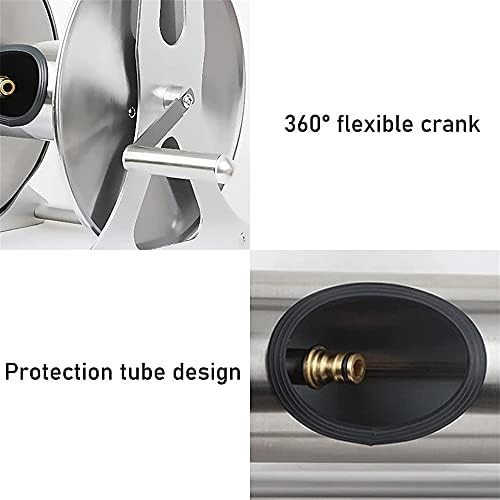 Stainless Steel Water Pipe Rack with Cover - Garden Hose Reel Cart with Hose, Wall-Mounted Watering Gun Hose Organizer for Easy Storage - Image 3