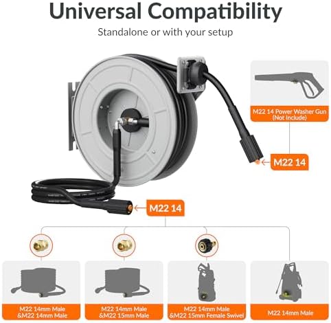 Giraffe Tools 65ft Retractable Pressure Washer Hose Reel, 2600 PSI - Image 7