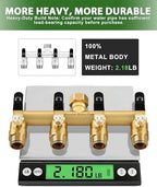4 Way Hose Splitter, Heavy Duty Full Flow Garden Water Hose Bib Spigot Splitter, Brass Rust and Freeze Resistant Outdoor Faucet Splitter, T Adapter Connector with 3/4 - Inch GHT Thread （Black） - Image 5
