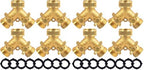 Hourleey Brass Garden Hose Splitter (2 Way), Solid Brass Hose Y Splitter 2 Valves with 2 Extra Rubber Washers (8 Pack) by Hourleey