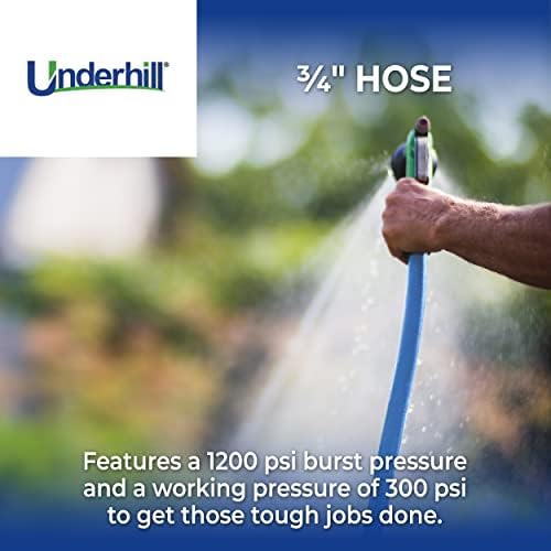 Underhill UltraMax Commercial Garden Water Hose, Lightweight, Heavy-Duty, Flexible, Anti-Kink, 1200 psi, H75-125B, ¾ Inch x 125 ft, Blue - Image 4