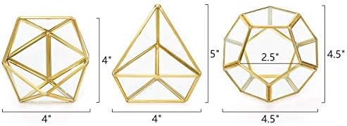 Mkono 3 Pack Fake Succulents in Geometric Glass Terrarium Gold Office Decor - Image 6