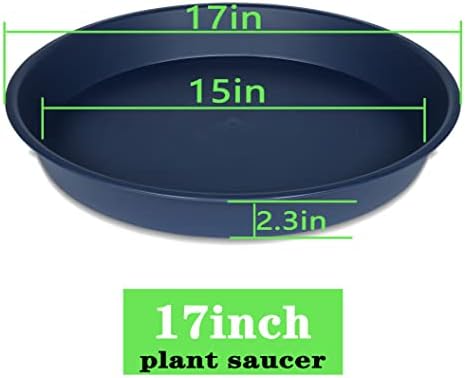 4 Pack of 16 17 inch Plant Saucer (15 inch Base), 2.3" Depth, Heavy Duty Deep Plant Trays for Planter Pots, Bird Bath Bowls, Plastic Plant Saucers for Indoors (17", Blue) - Image 2