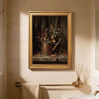 Gold Vintage Framed Still Life Watering Can Wall Art Autumn Leaves Print - Image 5
